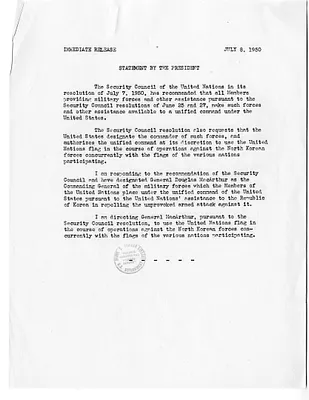 Press Release, Statement by President Harry S. Truman