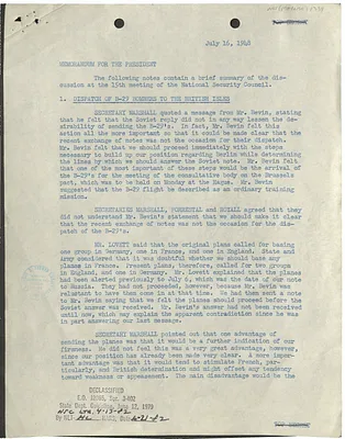 Memorandum for President Harry S. Truman