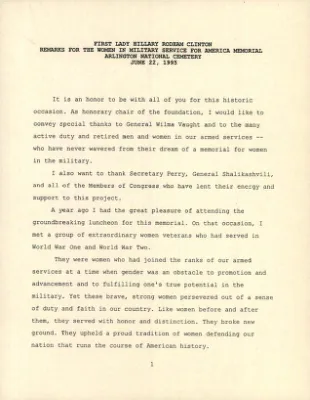 HRC - Women in the Military Memorial 6/22/96
