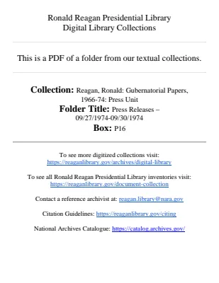 Press Releases - 09/27/1974-09/30/1974