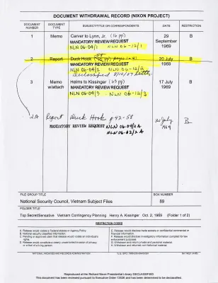 Top Secret/Sensitive Vietnam Contingency Planning Henry A. Kissinger Oct. 2, 1969 [1 of 2]