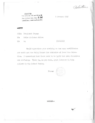 Telegram from President Harry S. Truman to Prime Minister Clement Attlee