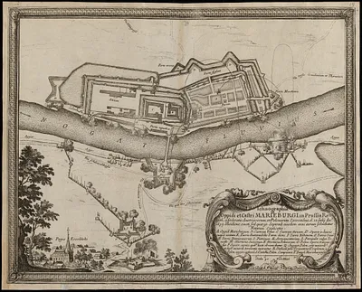 Ichnographia oppidi et castri Marieburgi in Prussia Regali, a foederatis Austriacorum, et Polonorum exercitibus, d. 12. Iulij Ano. 1659, obsidione cincti, sed quae 30. Septemb. eiusdem anni iterum solvebatur