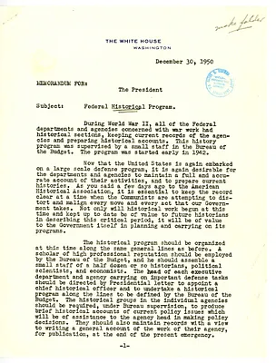 Memorandum from George Elsey to President Harry S. Truman, with Attachment