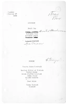 White House Luncheon and Dinner Menu