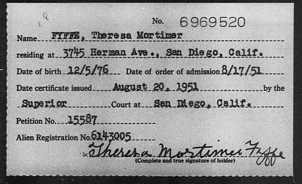 Fyfee, Theresa Mortimer - 1951