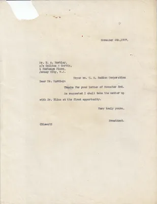 Letters Sent to E.A. Markley, November 4, 1927