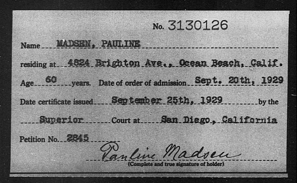 Madsen, Pauline - 1929