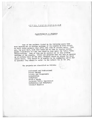 Report, Civil Works Division, Classification of Projects