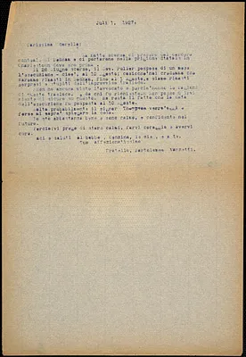 Bartolomeo Vanzetti typed letter (copy) to Luigia Vanzetti, [Charlestown], 1 July 1927