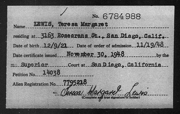 Lewis, Teresa Margaret - 1948