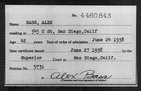 Bass, Alex - 1938