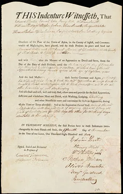 Margaret Holley indentured to apprentice with Daniel Leman of Charlestown, 15 December 1802