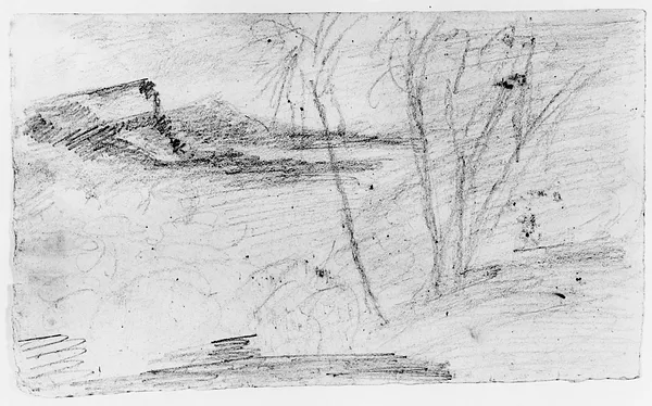 Sketch of Landscape with Hills and Trees