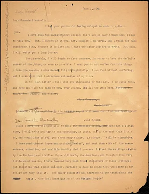 Bartolomeo Vanzetti typed note (copy) to Alice Stone Blackwell, [Charlestown], 1 June 1924 ; Bartolomeo Vanzetti typed letter (incomplete copy) to Alice Stone Blackwell, [Charlestown], 3 June 1924