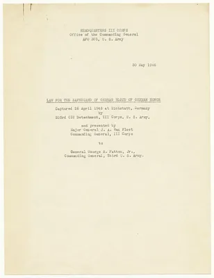 Law for the Safegaurd of German Blood and German Honor