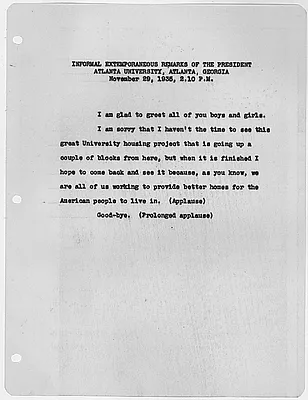 Informal Extemporaneous Remarks At Alanta University, Atalanta, Georgia