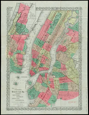 The strangers mercantile guide map of the cities of New York, Brooklyn, Jersey City, Hoboken, etc