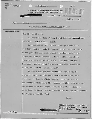 Winston Churchill to Franklin D. Roosevelt