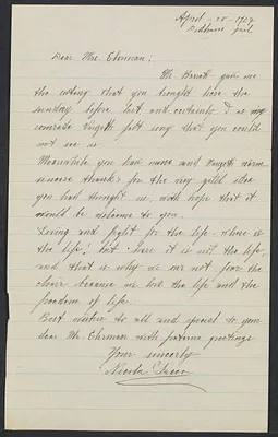 Herbert Brutus Ehrmann Papers, 1906-1970. Sacco-Vanzetti. Nicola Sacco and Rose Sacco: letters, 1926-1927. Box 16, Folder 7, Harvard Law School Library, Historical & Special Collections