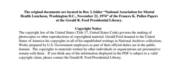 1974/11/22 - National Association for Mental Health Luncheon, Washington, D.C.