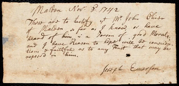 Edward Oliver indentured to apprentice with John Oliver of Malden, 1 December 1742