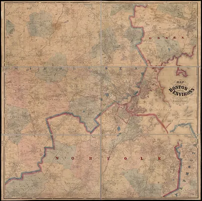 Map of the city of Boston and its environs