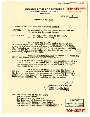 Memorandum from James S. Lay, Jr. to the National Security Council