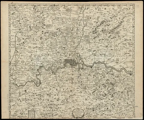 A map containing the towns, villages, gentlemens houses, roads, rivers & other remarks for 20 miles round London