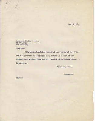 Letters Sent, May 19, 1927