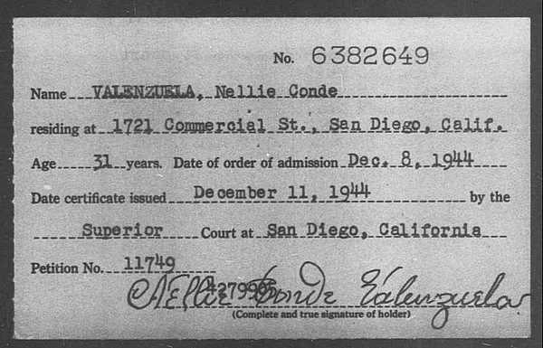 Valenzuela, Nellie Conde - 1944