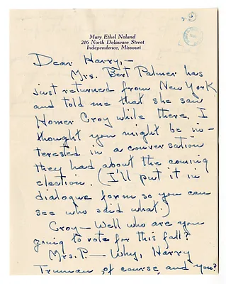 Letter from Mary Ethel Noland to Harry S. Truman