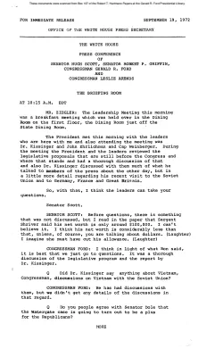 White House - Congressional Leadership Meeting, 9/19/72