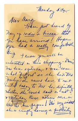 Letter from Bess W. Truman to Margaret Truman with Attached Newspaper Clipping