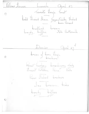 Blair House Lunch and Dinner Menu