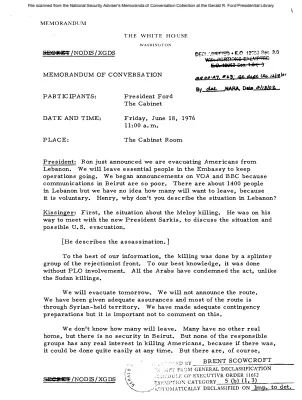 June 18, 1976 - Cabinet Meeting