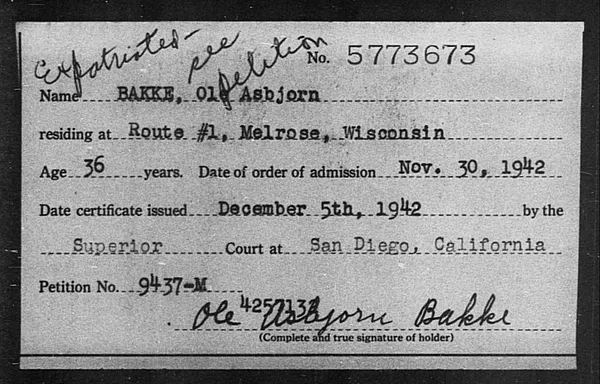 Bakke, Ole Asbjorn - 1942