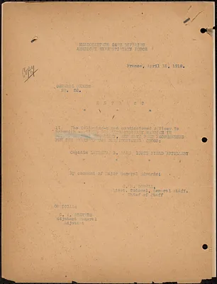 General Orders No. 26 from Headquarters 26th Division, American Expedition Force, 1918-04-15