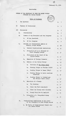 Memorandum, Powers of the President to Send the Armed Forces Outside the United States (B)