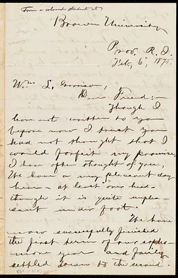 Letter from George Washington Milford, Brown University, Prov[idence], R.I., to William Lloyd Garrison, Feb. 6, 1875