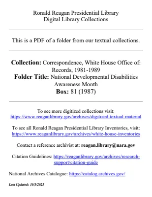 National Developmental Disabilities Awareness Month [1987]