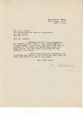 Letters Sent to A.N. Roeder [A.Roeder], June 8, 1921