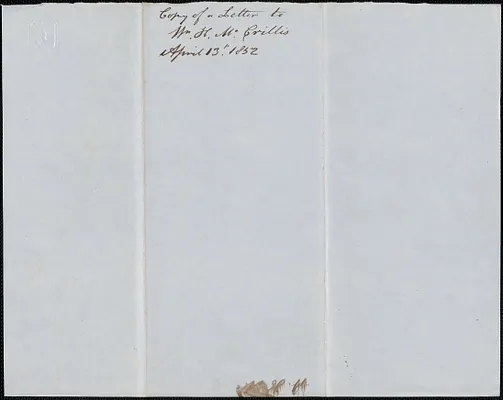 Copy of a letter from Samuel Warner to William H. McGrillis, 13 April 1852