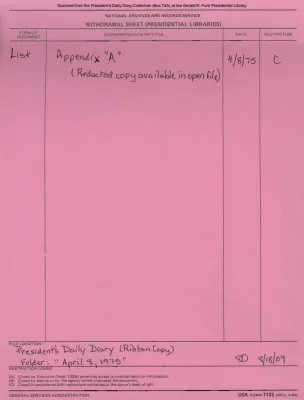 President Gerald R. Ford's Daily Diary, April 08, 1975