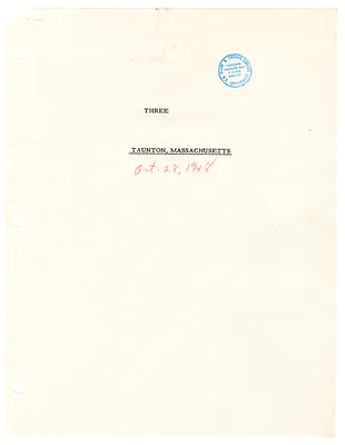 Reading Copy, Speech of President Harry S. Truman, Taunton, Massachusetts