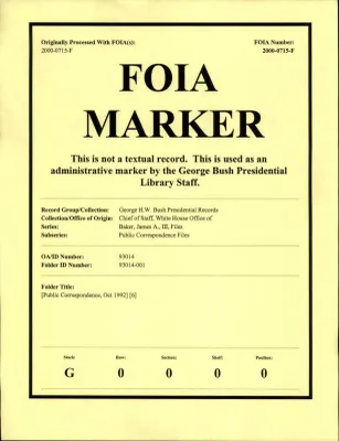 [Public Correspondence, Oct 1992] [6]