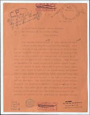 Message from the United States Military Attache to President Harry S. Truman