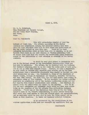 Letters Sent to R.H. Whitehead, March 2, 1926