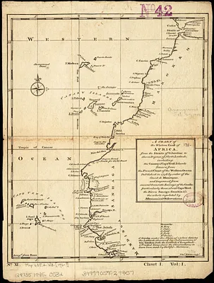 A chart of the western coast of Africa, from the Straits of Gibraltar to eleven degrees of north latitude