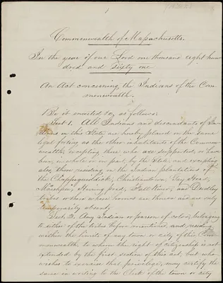 1861 Act Concerning the Indians of the Commonwealth